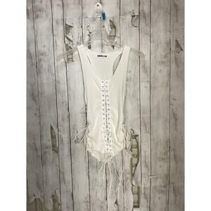 Samaria Leah Lace Up Tank Size Medium for Women White
